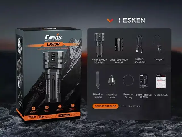 Fenix LR60R Lykt 21.000 Lumen Oppladbar utrasterk håndholdt søkelykt 