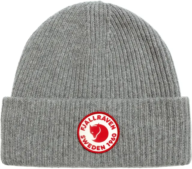 Fjällräven 1960 Logo Hat Grey Robust strikkelue i lammeull 