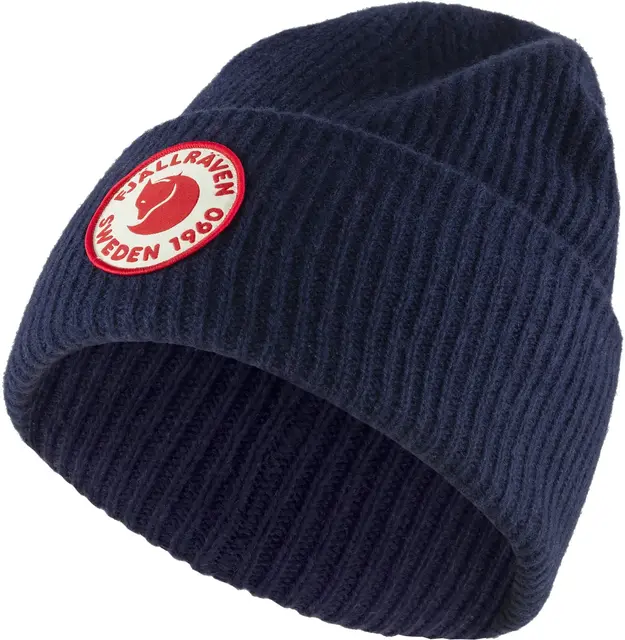 Fjällräven 1960 Logo Hat Dark Navy Robust strikkelue i lammeull 