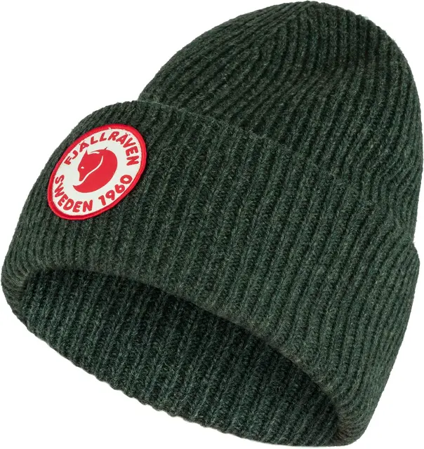 Fjällräven 1960 Logo Hat Deep Forest Robust strikkelue i lammeull 