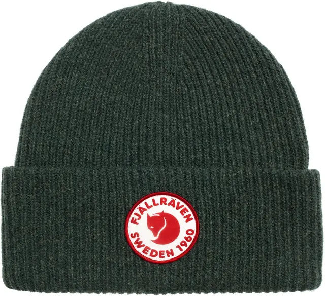 Fjällräven 1960 Logo Hat Deep Forest Robust strikkelue i lammeull 