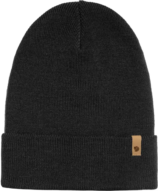 Fjällräven Classic Knit Hat Black Strikkelue i merinoull 