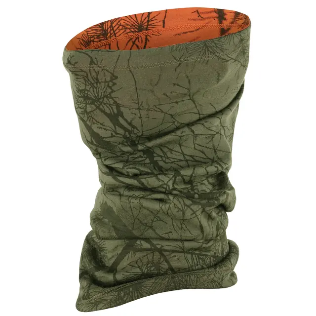 Fjällräven Lappland Neck Gaiter Camo Lett hals i Green Camo-Orange Multi Camo 