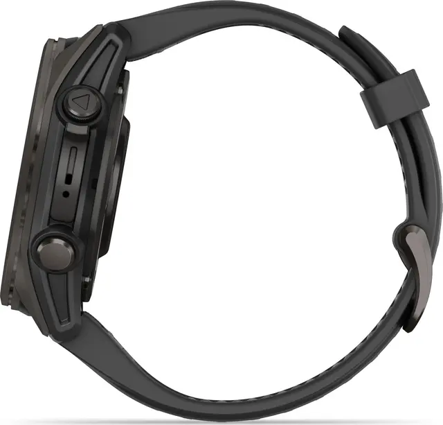 Garmin fenix 8 43 mm AMOLED Sapphire Karbongrå DLC-titan sort/grå silikonrem 