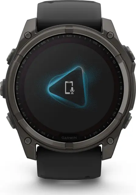 Garmin fenix 8 51 mm Solar Sapphire Karbongrå DLC-titan sort/grå silikonrem 