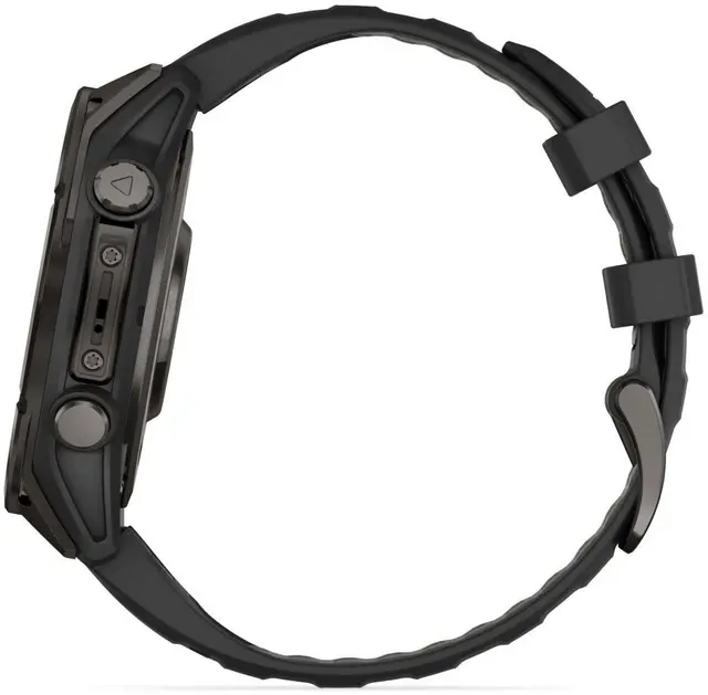 Garmin fenix 8 47 mm AMOLED Sapphire Karbongrå DLC-titan med sort silikonrem 