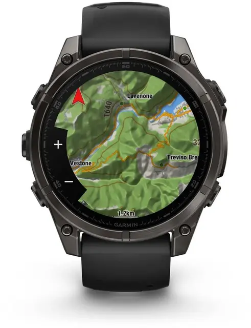 Garmin fenix 8 47 mm AMOLED Sapphire Karbongrå DLC-titan med sort silikonrem 