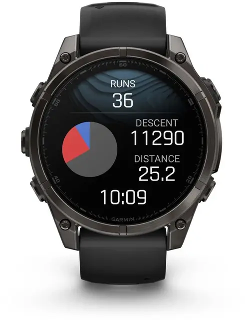 Garmin fenix 8 47 mm AMOLED Sapphire Karbongrå DLC-titan med sort silikonrem 