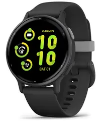 Garmin v&#237;voactive 5 Black Slate Skifergr&#229; med sort urkasse og silikonrem