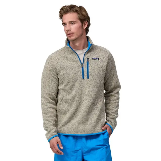 Patagonia M Better Sweater 1/4 Zip L Oar Tan/Vessel Blue fleecejakke med zip 