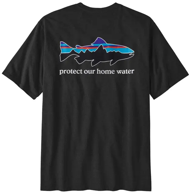 Patagonia Home Water Trout Ink Black XL T-skjorte i organisk bomull, herre 