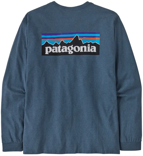 Patagonia LS P-6 Responsibili-Tee S Utility Blue LongSleeve logo t-shirt 