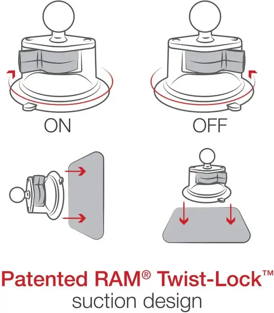 RAM Twist-Lock Suction Cup Base w/Ball Sugekoppfeste med B-kule 