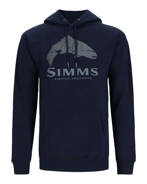 Simms Wood Trout Fill Hoody Navy S Tøff genser i 100% bomull 